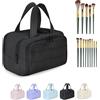 XiaoerYu Maison Ginza Cloud Carry Bag - Generoso beauty case impermeabile e organizer per cosmetici con ampia apertura, design a doppia cerniera, maniglia superiore e scomparti separati asciutti e bagnati