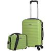 ITACA - Set valigie - Set Valigie Rigide Offerte. Valigia Grande Rigida, Valigia Media Rigida e Bagaglio a Mano. Set di Valigie con Lucchetto Combinazione TSA, Pistacchio