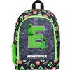 Minecraft Zaino scolastico personalizzato per bambini, formato A4, 2 scomparti, borsa da viaggio con tasche in rete e spallacci imbottiti regolabili, Nero