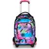 Seven Trolley Scuola Jack 3 Ruote Detach Write Down, Fucsia Azzurro, Zaino Con Carrello Sganciabile Da 37 Litri, Tasca Borraccia, Zainetto Staccabile, Multiuso e Spazioso, Per Scuola Elementare e