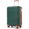 KONO Valigia Grande ABS Leggero e Rigido con 4 Ruote 360°, Lucchetto TSA, Trolley da Stiva 23kg Capiente (28, Verde/Marrone)