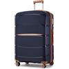 KONO Valigia Grande 23 kg in PP Rigida - Trolley XXL con Ruote 360°TPE, Leggera con Serratura TSA (75,5 cm, Marina Militare/Marrone)