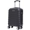 R.Leone Valigia EasyJet 45x36x20 cm Trolley Bagaglio a mano in ABS 4 ruote smontabili 2026 (Nero, XS Bagaglio low cost)