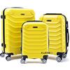 R.Leone Valigia da 1 pezzo Fino a Set 4 Trolley Rigido grande, medio, bagaglio a mano e beauty case 8 ruote in ABS 2026 (Giallo, Set 3 S M L)