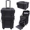 BRRIDE Valigetta da parrucchiere, 2 in 1, con tracolla, per trucchi, con 8 cassetti e rotelle, per trucco, beauty case da parrucchiere, Nero , moderno