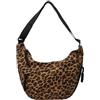 FAKKA Elegante borsa per gnocchi da donna con tasche multiple, motivo leopardato, tracolla regolabile, borsa a forma di mezzaluna