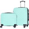 R.Leone Valigia Set 2 Pezzi 56x45x25 cm + 45x36x20 cm EasyJet Trolley Bagaglio a mano in ABS 4 Ruote 2130 (Set 2 Pezzi S+XS, Verde Acqua)