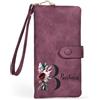 Jeweidea Portafoglio Donna Personalizzato con Nome Lettera Portafoglio Lungo in Pelle PU con Cinturino Carta Contanti ID Moneta Zip Regali per Mamma Moglie Nonna (Viola)