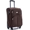 R.Leone Valigia Trolley Espandibile bagaglio a mano 4 ruote in stoffa 214 (Marrone, S Bagaglio a mano 55cm)