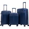 R.Leone Valigia da 1 Fino a Set 3 Bagaglio a mano 55x40x20 Ryanair, Medio, Grande Ultra Strong Antiurto Resistente Trolley rigido leggero 8 ruote in Polipropilene 8812 (Blu, Set 3 Pezzi S M L)