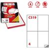 MARKIN etichetta adesiva c / 519 rosso fluo 100fg a4 105x148mm (4et / fg) markin
