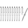 PATIKIL Penna a Sfera con Punta Stilo e Torcia a LED, 10pz Penna in Metallo 3 in 1 Nero Inchiostro 1,0mm Penna Stilo a Punta Media per Schermi Tattili, Bianco
