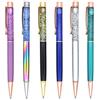 Gullor 6 penne a sfera in metallo, eleganti e simpatiche, decorate con capsula con liquido e brillantini, forniture per ufficio, inchiostro nero, Multicolore C