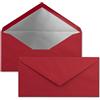 NEUSER PAPIER 50x Buste formato lunghe - Colore: Rosso scuro - con rivestimento interno metallizzato argento - 110 x 220 mm - Colla a umido - Buste festive per Natale