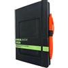 PRESTIGE & DELUXE Agenda Notebook Tinta Unita Pool Over 2026 F.to 21x15 cm F.to A5 nera Blocco fisso - pagine bianche - copertina Similpelle con tasca elastica portatelefono + penna a scatto e segnalibro