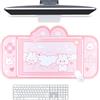 BelugaDesign Sottomano Coniglietto | Tappetino da gioco per tastiera NS Switch Tappetino per mouse grande | Protezione per scrivania sottomano anime rosa pastello con animali (coniglio rosa, grande)
