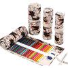 DUBENS - Astuccio per matite colorate, con fessure in tela, arrotolabile, portamatite da viaggio, per bambini e adulti, per disegnare, stampa con gatti, 72 fessure