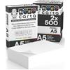 Eurocali Carta A5 per Ricette Mediche 2 Risme da 500 Fogli - 1000 Totali - Eccellente Punto di Bianco Robocarta da 80gr per Uffici Fotocopie Studi Medici Multiuso Universale Qualità Professionale