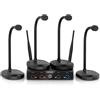 MELONARE Sistema microfonico wireless a 4 canali per conferenze, set di microfoni cordless compatto UHF w/4x10 frequenze, portata 60 m, 4 microfoni a collo d'oca per conferenze, chiesa, conferenze