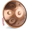 HEYQK Hand Pan Harmonic, Tamburo in Acciaio in D Minor 10 Note 22 Inches 440 HZ, Hand Drum Percussione con Soft Hand Pan Bag, 2 Bacchette e il Sopporto, Oro