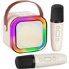 Generic Cassa karaoke Bluetooth Portatile con 2 Microfoni Wireless, LED RGB Multicolore, Tecnologia 5.3, Karaoke, Ricarica Type-C, Supporto TF/Micro SD Card