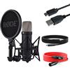 RØDE Rode NT1 5th Generation XLR USB Studio Microfono Nero + cavo USB Keepdrum tipo A a tipo C 50 cm