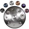 Generic Handpan Drum 432Hz/440Hz, 9/10/12 Note Strumento A Percussione da 55cm Con Treppiede, Steel Tongue Drum, Handpan in Acciaio per Meditazione, Yoga e Guarigione Sonora(Silver,440HZ/9Note)