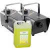 SPARKLERS CLUB 2 Macchine per il fumo + Liquido per il fumo 5L - Potenza 400 Watt, Flusso molto buono, tempo di riscaldamento rapido, serbatoio 0,3 litri, facile da trasportare, ideale per DJ