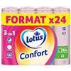 Lotus Confort Rose - Carta igienica formato 96 rotoli (4 x 24 rotoli), 2 veli, rosa morbida e resistente