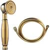 Wuyangcun Soffione doccia a mano in ottone antico con tubo dorato stile telefono retrò 19 x 5,2 x 4,6 cm