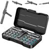 XAUXKERE 24 in 1 Magnetic Ratchet Screwdriver Set,DIY Magnetic Screwdriver Sets,with S2 Steel Bits & Detachable T-Handle, Portable Tool Kit in Case for Home DIY, Electronics Repair, Furniture