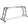 hjh OFFICE 801202 Scala multiuso 12 gradini con 2 piastre da ponteggio SOLID W3 Scala articolata in alluminio da 345 cm, portata fino a 150 kg, argento