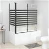 Homgoday Pannello doccia per vasca da bagno, parete pieghevole in vetro temperato, 120 x 68 x 130 cm, colore nero