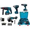 21 SHOP® Kit 4 in 1 Trapano Avvitatore con Percussione + Flex Smerigliatrice Angolare + Svitabulloni Avvitatore impulsi + Martello Tassellatore SDS-PLUS 2 Batterie da 68V Motore Brushless Valigetta