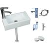 TYTFTDLD Lavello rettangolare in plastica bianca, lavabo bianco montato a parete lavandino pratico design aspetto elegante lavandino rettangolare con rubinetto in lega (40 * 20 * 11cm)[Dritto]