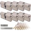 Generico Set di 8 Cilindri a Doppia Serratura in Ottone 30/30mm con Chiave Unica, 40 Chiavi Incluse, 16 Viti, Serrature Universali per Porte e Garage, Lunghezza 60mm, Montaggio Facile