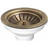 Generico Piletta pilettone di scarico tipo basket vecchio ottone per lavello lavabo senza troppo pieno, con attacco da 11/2 e Foro da Ø 90mm, Pilettone Ø 114mm, piletta standard con vite e cestello
