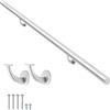 Picesa Set di corrimano moderno in alluminio, corrimano per scale interne, ponte, pendenze, corrimano per scale da parete, staffe in lega di zinco incluse, antiruggine (argento anodizzato, 3,5 m)
