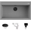 QUARECO Lavello Quareco incasso 1 vasca 86×51 Prime 90 Granito Grigio QLP090GR