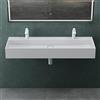 Mai & Mai Lavabo da Appoggio 120x40x12cm, Lavabo Bagno Sospeso Lavandino Bagno Colossum6028 da Marmo Fuso, due Fori per la Rubinetteria, Bianco opaco