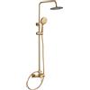 VALAZ Barra doccia monocomando rotonda dorata spazzolata/oro lucido, altezza regolabile, effetto pioggia con spruzzatore da 20 cm