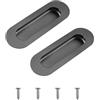 MOROBOR Confezione da 2 maniglie a filo grigie, maniglie scorrevoli per armadio, da incasso, in acciaio inox, maniglie integrate per cassetti, armadi, cassettiere, ovali
