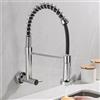 ZPSPZ Rubinetto da Parete Solo Acqua Fredda Rubinetto da Cucina a Molla Girevole Ottone Rubinetto Lavello Cucina a Muro-Cromo