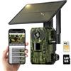 NUASI Fototrappola 4G con SIM et 128GB Scheda, Video in Diretta 2.7K, Solare Fototrappola Infrarossi per Monitoraggio della Fauna Selvatica, Impermeabile IP66, Rilevamento del Movimento