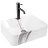 Rea - Lavabo Da Appoggio Marmo Lavabo Bagno 490 X 380 X 135 mm Ceramica (Imitazione Pietra)