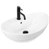 Rea - Lavabo Da Appoggio Ceramica Sanitaria Bianca Cindy 58,5 X 39 X 18 cm