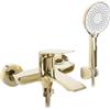 Rea - Rubinetto Vasca Da Bagno Avalon Gold Miscelatore Vasca Con Doccetta In Ottone Per Bagno Caldo E Freddo Regolabile (Oro) 18,5x18,5x11,5cm
