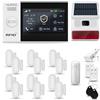 HUXGO® HXA007 Allarme casa senza fili WiFi + GSM 4G con wireless Sirena solare | Kit allarme con 1x rilevatore di movimento, 12x sensori per porte e finestre, telecomando | Compatibile con TUYA