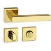 Gedotec Maniglia per porta in ottone lucido | 1 set | Guarnizione per rosetta su rosette quadrate | Carat | WC - Bagno | Maniglia per porte interne | Maniglia per porta con materiale di