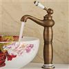 HauTour Rubinetto in ottone anticato, per bagno, miscelatore monocomando per lavabo, per bagno, stile vintage, 23 cm, stile vintage